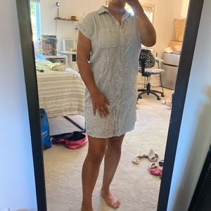 Striped Collared Shirt Linen Dress (Old Navy/Size S)